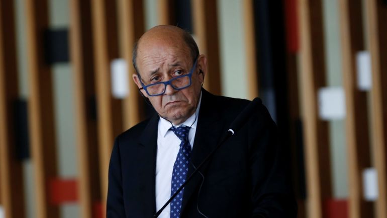 French Foreign Minister Jean-Yves Le Drian speaks during a news conference at the Itamaraty Palace in Brasilia, Brazil July 29,2019. REUTERS/Adriano Machado