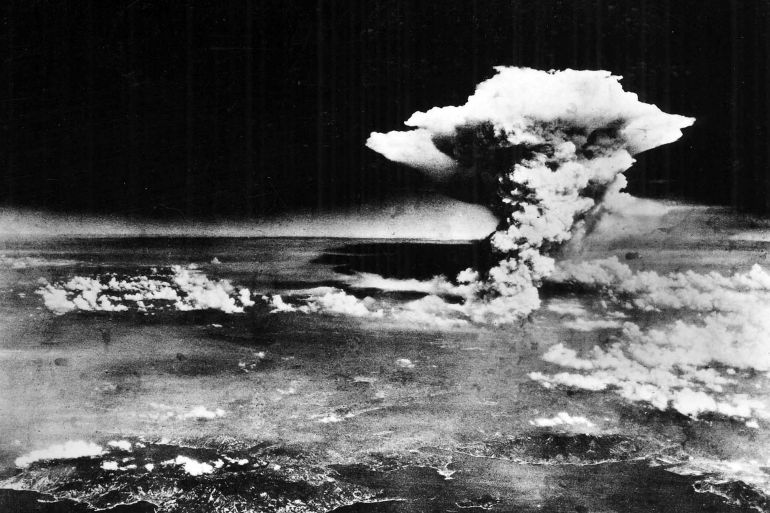An aerial photograph of Hiroshima, Japan, shortly after the