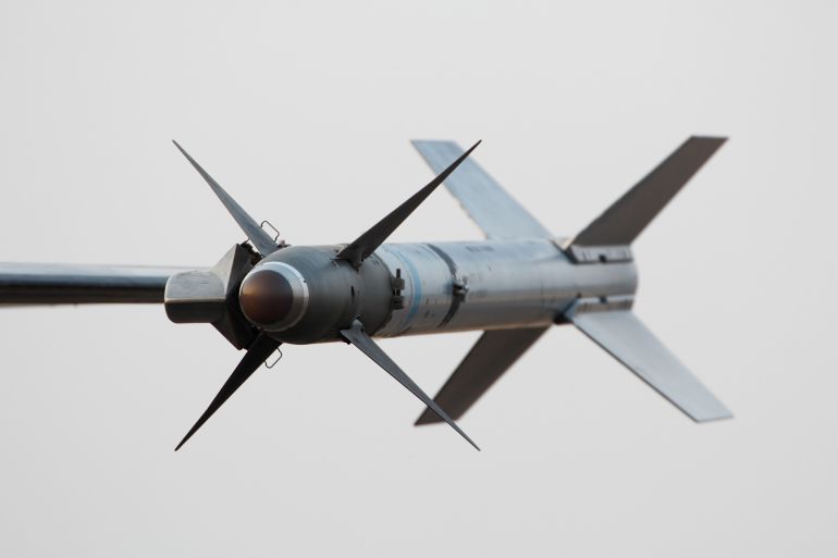Air to air missile on F-16 wingtip