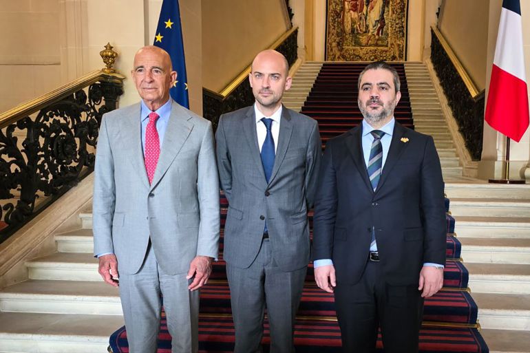 وزير الخارجية والمغتربين السيد أسعد حسن الشيباني يلتقي نظيره الفرنسي السيد جان نويل باروت والمبعوث الأمريكي الخاص إلى سوريا السيد توماس باراك في العاصمة الفرنسية باريس. سانا