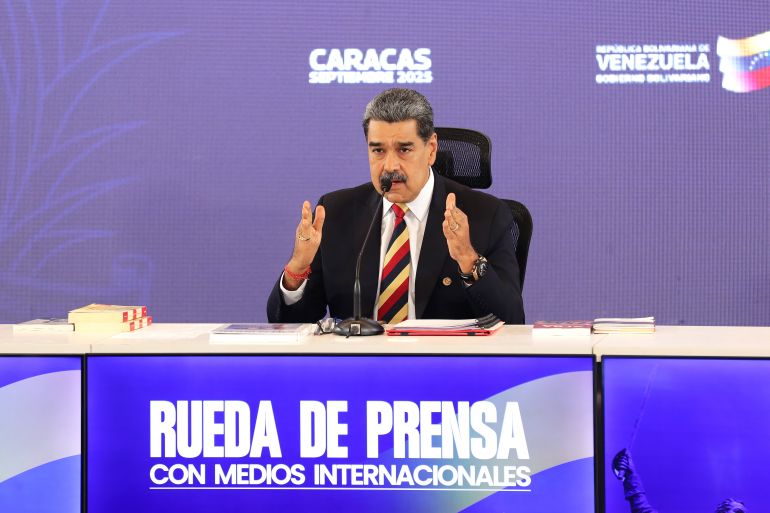 epa12344127 Venezuelan President Nicolas Maduro speaks during a press conference in Caracas, Venezuela, 01 September 2025. Maduro warned his US counterpart, Donald Trump, that US Secretary of State Marco Rubio wants to 'stain his hands' with 'Venezuelan blood,' accusing the top US diplomat of seeking political change in the Caribbean nation through a 'military threat.' EPA/RONALD PENA (EPA)