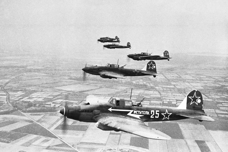 Germany. Berlin. April 1945 Soviet Il-2 attack aircraft during World War II. The exact date of the shooting has not been established. Highest possible quality. Mark Redkin/TASS وكالة الأنباء الروسية